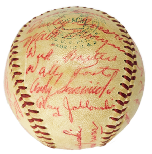 Macon Peaches Baseball Signatures Wally Post, Andy Seminick, and Ray Jablonski